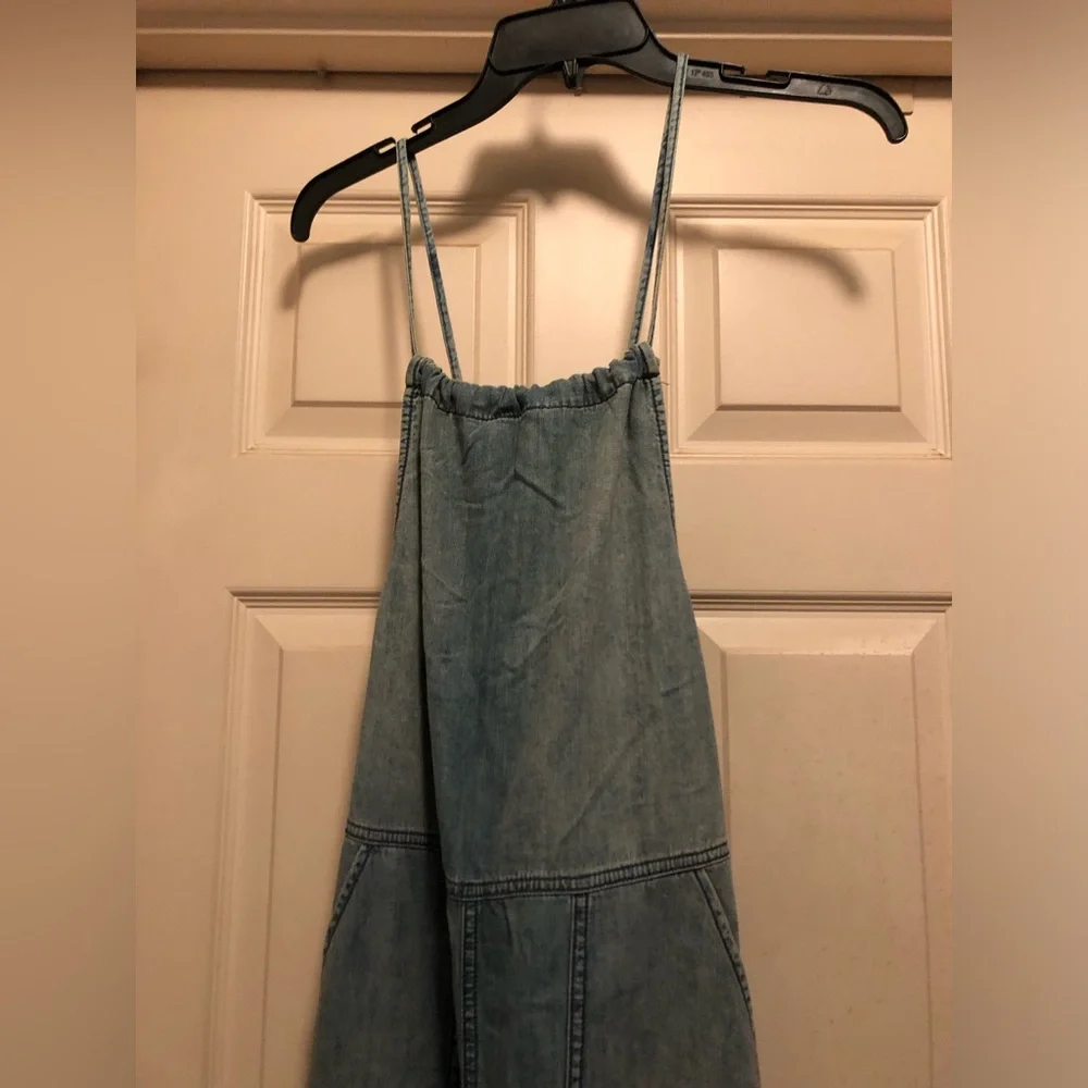 Free People Blue Women's Wide-Leg Overalls Jumpsuit